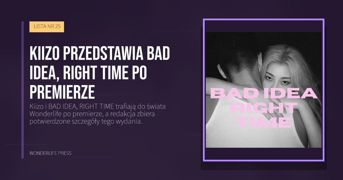 Wonderlife Press: Kiizo przedstawia BAD IDEA, RIGHT TIME po premierze. okładka wydawnictwa. LISTA NR 25.