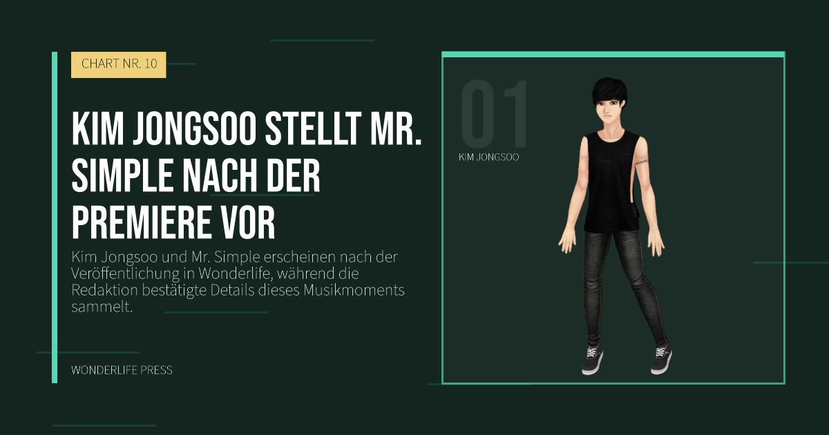 Wonderlife Press: Kim Jongsoo stellt Mr. Simple nach der Premiere vor. Künstlerporträt. CHART NR. 10.