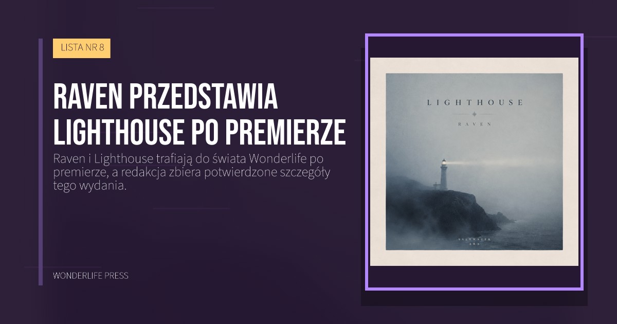 Wonderlife Press: Raven przedstawia Lighthouse po premierze. okładka wydawnictwa. LISTA NR 8.