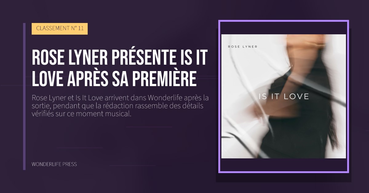 Wonderlife Press: Rose Lyner présente Is It Love après sa première. pochette de la sortie. CLASSEMENT N° 11.