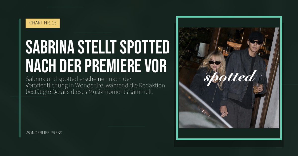 Wonderlife Press: Sabrina stellt spotted nach der Premiere vor. Veröffentlichungscover. CHART NR. 15.