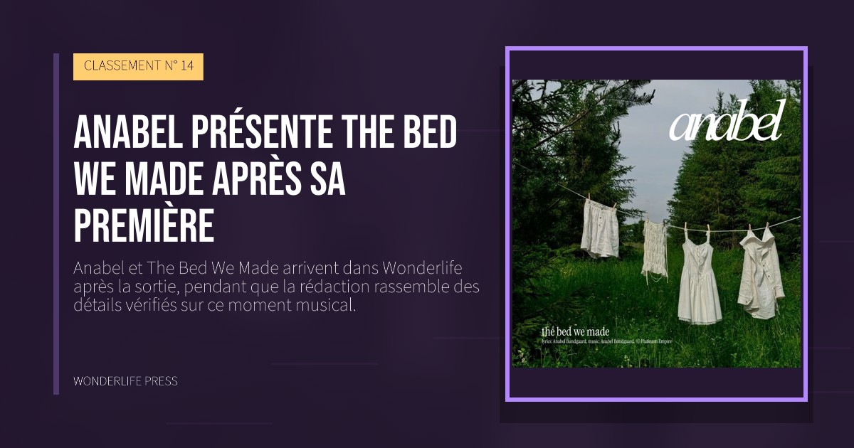 Wonderlife Press: Anabel présente The Bed We Made après sa première. pochette de la sortie. CLASSEMENT N° 14.