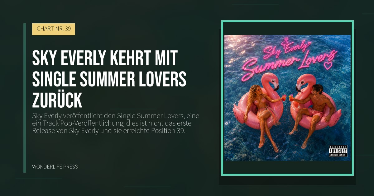 Wonderlife Press: Sky Everly kehrt mit Single Summer Lovers zurück. Veröffentlichungscover. CHART NR. 39.