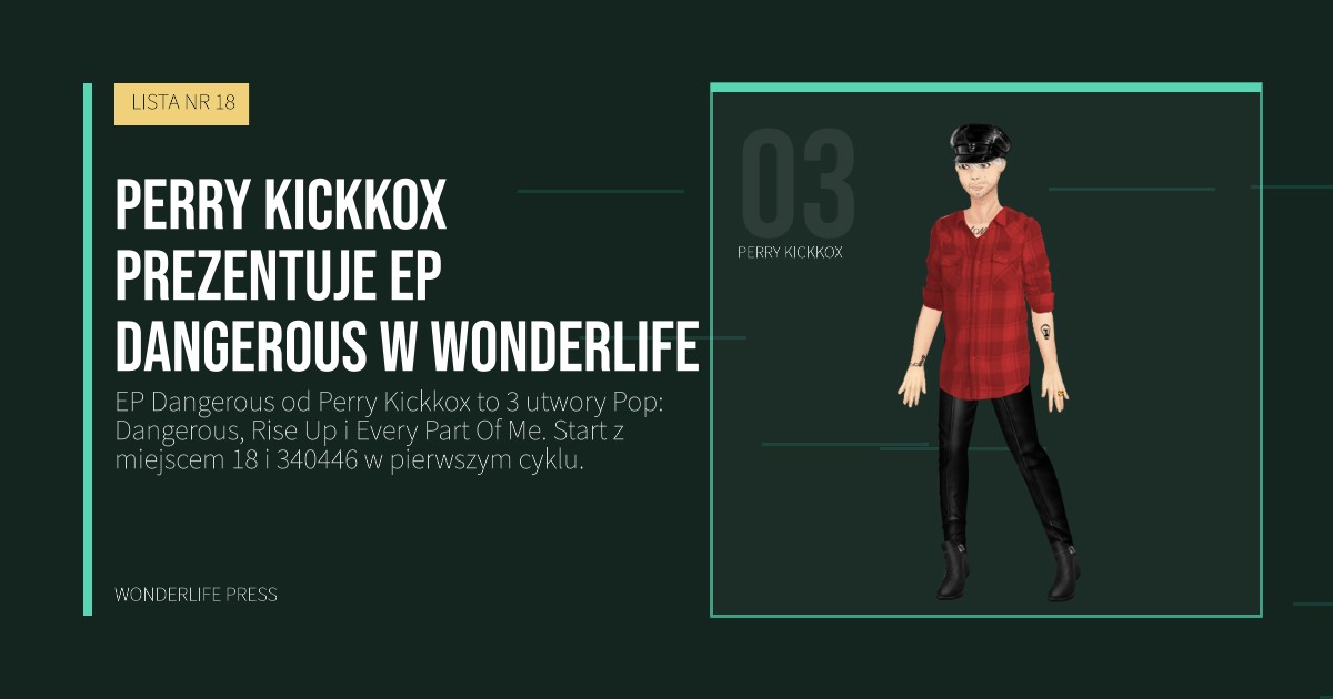 Wonderlife Press: Perry Kickkox prezentuje EP Dangerous w Wonderlife. portret artystów. LISTA NR 18.