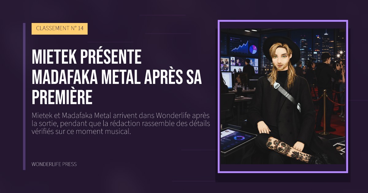 Wonderlife Press: Mietek présente Madafaka Metal après sa première. pochette de la sortie. CLASSEMENT N° 14.