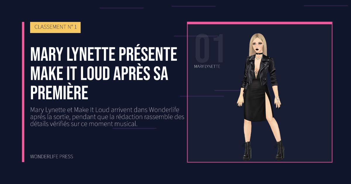 Wonderlife Press: Mary Lynette présente Make It Loud après sa première. portrait des artistes. CLASSEMENT N° 1.