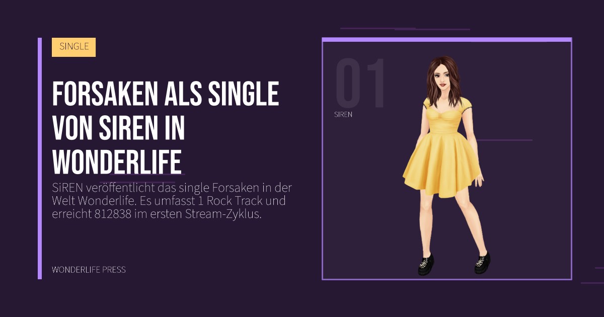 Wonderlife Press: Forsaken als single von SiREN in Wonderlife. Künstlerporträt. SINGLE.