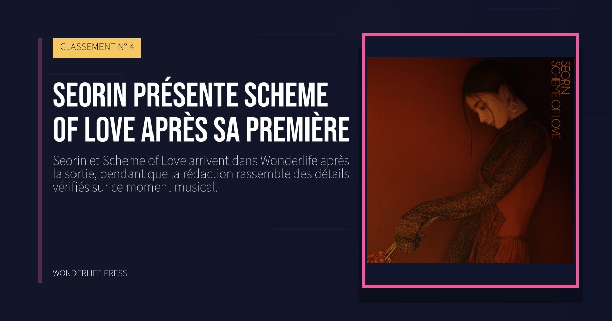 Wonderlife Press: Seorin présente Scheme of Love après sa première. pochette de la sortie. CLASSEMENT N° 4.