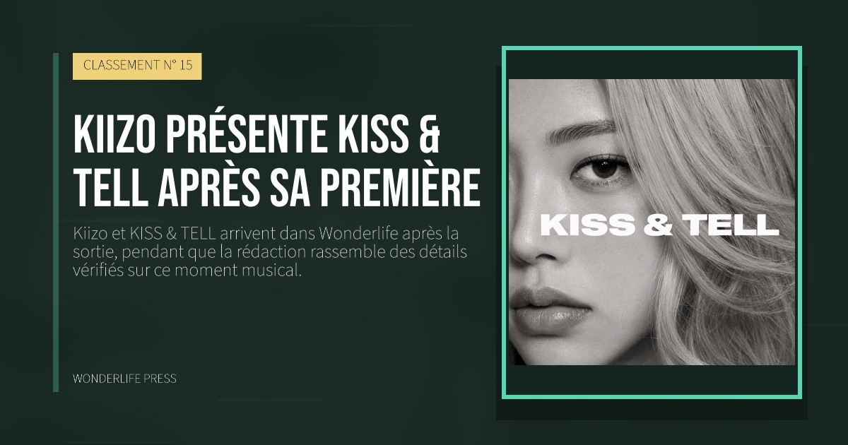 Wonderlife Press: Kiizo présente KISS & TELL après sa première. pochette de la sortie. CLASSEMENT N° 15.