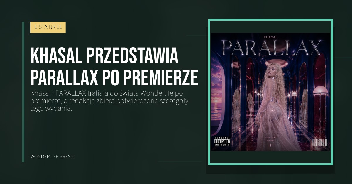 Wonderlife Press: Khasal przedstawia PARALLAX po premierze. okładka wydawnictwa. LISTA NR 11.