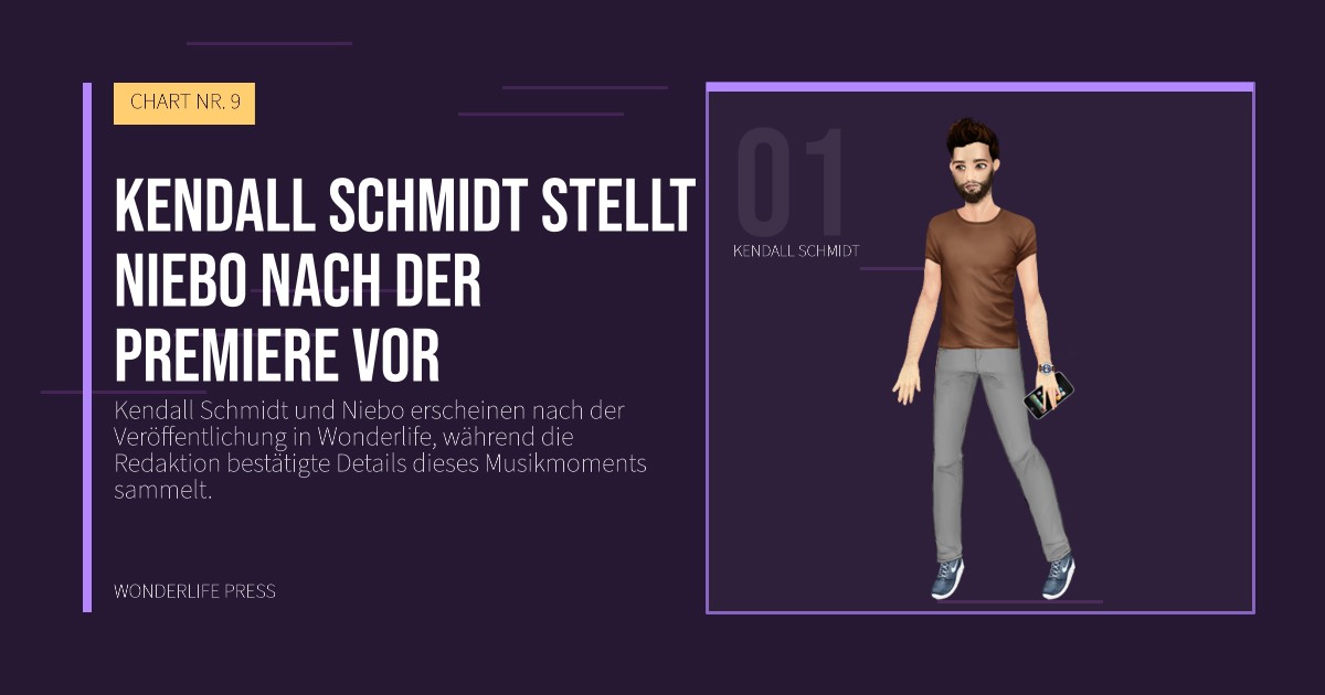 Wonderlife Press: Kendall Schmidt stellt Niebo nach der Premiere vor. Künstlerporträt. CHART NR. 9.