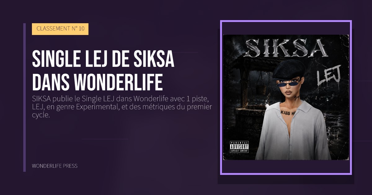 Wonderlife Press: Single LEJ de SIKSA dans Wonderlife. pochette de la sortie. CLASSEMENT N° 10.