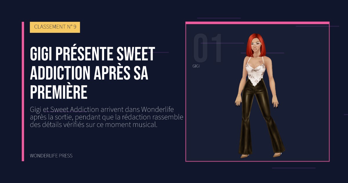 Wonderlife Press: Gigi présente Sweet Addiction après sa première. portrait des artistes. CLASSEMENT N° 9.
