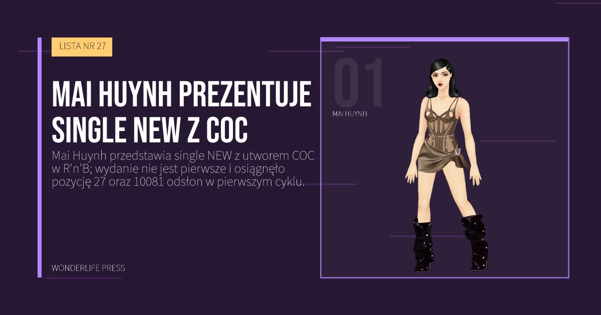 Wonderlife Press: Mai Huynh prezentuje single NEW z COC. portret artystów. LISTA NR 27.
