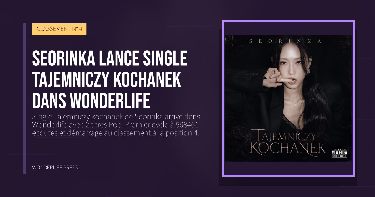 Wonderlife Press: Seorinka lance Single Tajemniczy kochanek dans Wonderlife. pochette de la sortie. CLASSEMENT N° 4.