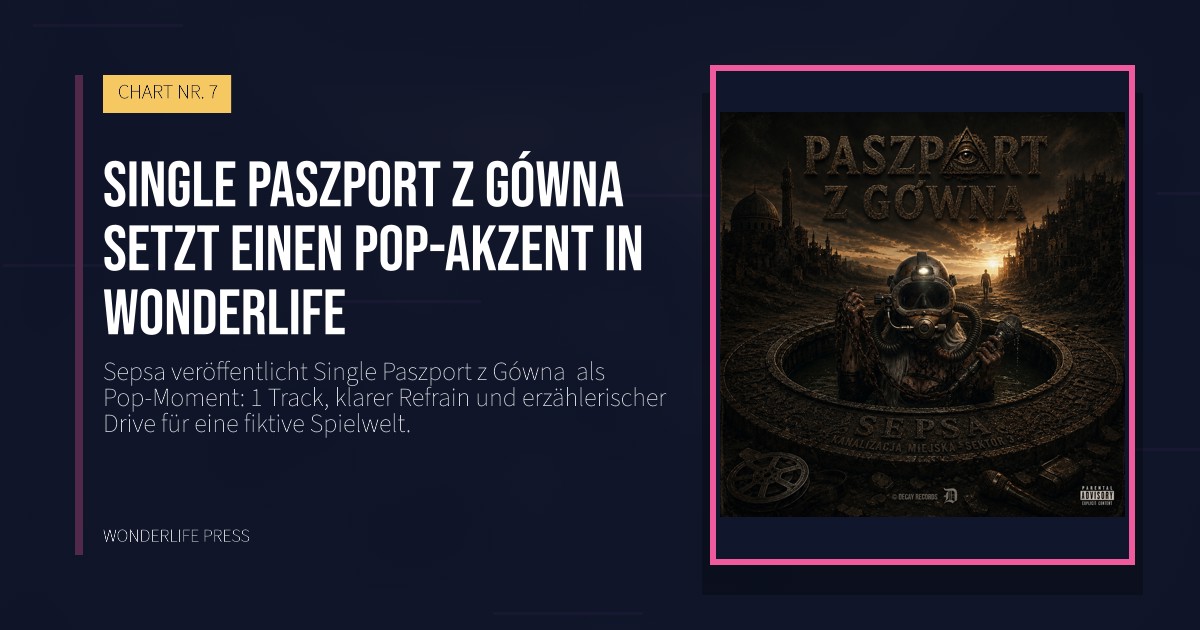 Wonderlife Press: Single Paszport z Gówna setzt einen Pop-Akzent in Wonderlife. Veröffentlichungscover. CHART NR. 7.