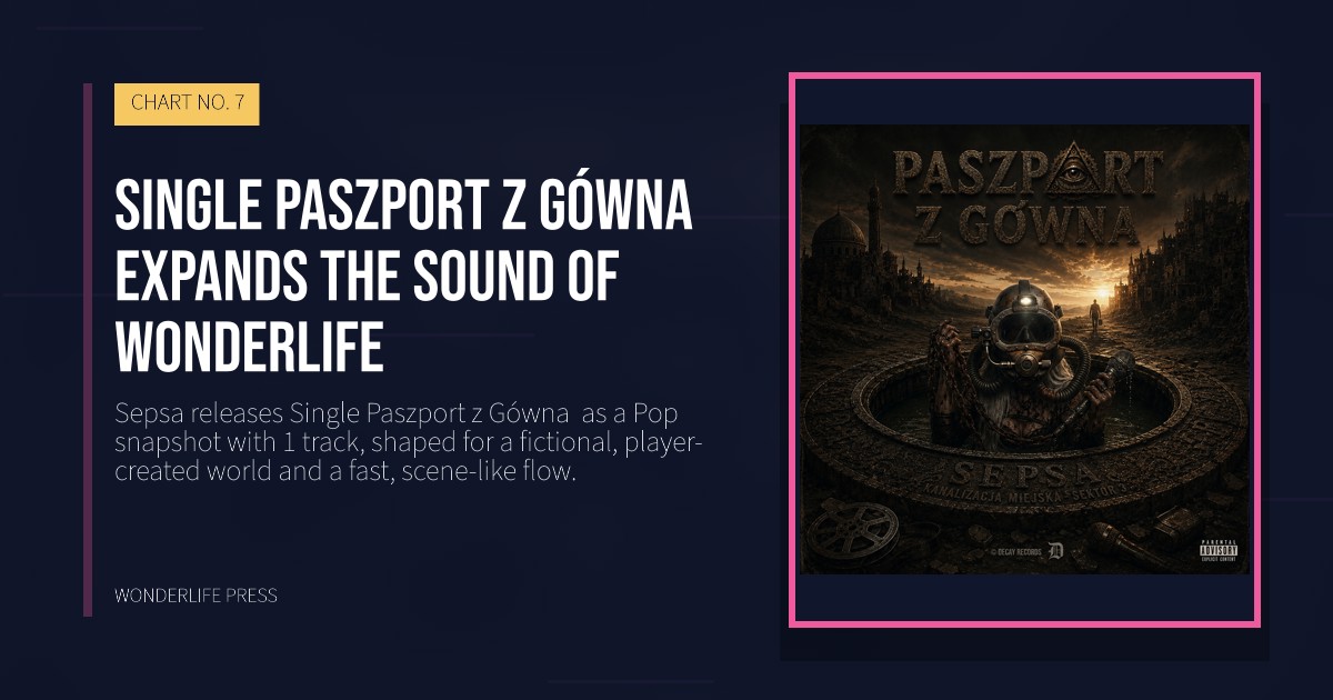 Wonderlife Press: Single Paszport z Gówna  expands the sound of Wonderlife. release artwork. CHART NO. 7.