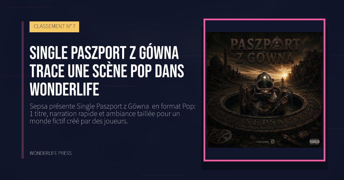 Wonderlife Press: Single Paszport z Gówna  trace une scène Pop dans Wonderlife. pochette de la sortie. CLASSEMENT N° 7.