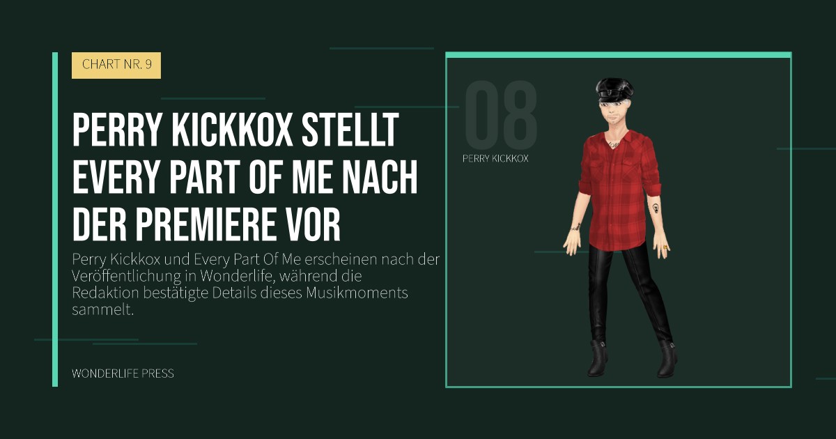 Wonderlife Press: Perry Kickkox stellt Every Part Of Me nach der Premiere vor. Künstlerporträt. CHART NR. 9.