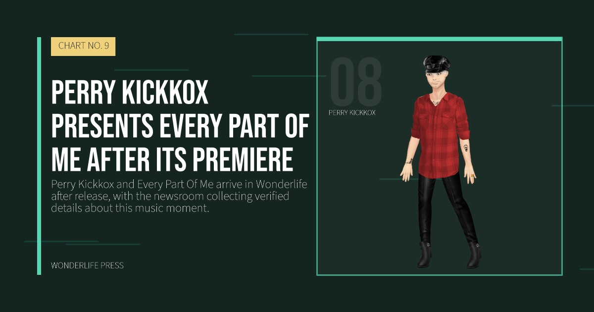Wonderlife Press: Perry Kickkox presents Every Part Of Me after its premiere. artist portrait. CHART NO. 9.