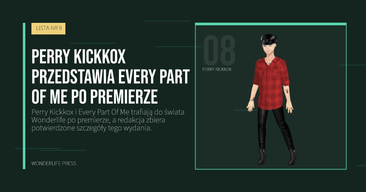 Wonderlife Press: Perry Kickkox przedstawia Every Part Of Me po premierze. portret artystów. LISTA NR 9.