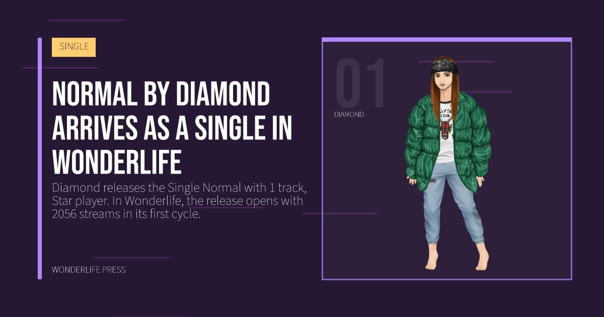 Wonderlife Press: Normal by Diamond arrives as a Single in Wonderlife. artist portrait. SINGLE.