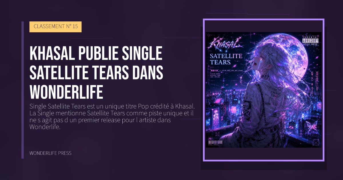 Wonderlife Press: Khasal publie Single Satellite Tears dans Wonderlife. pochette de la sortie. CLASSEMENT N° 15.