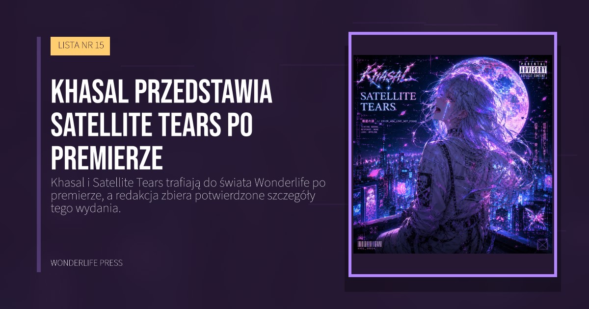 Wonderlife Press: Khasal przedstawia Satellite Tears po premierze. okładka wydawnictwa. LISTA NR 15.