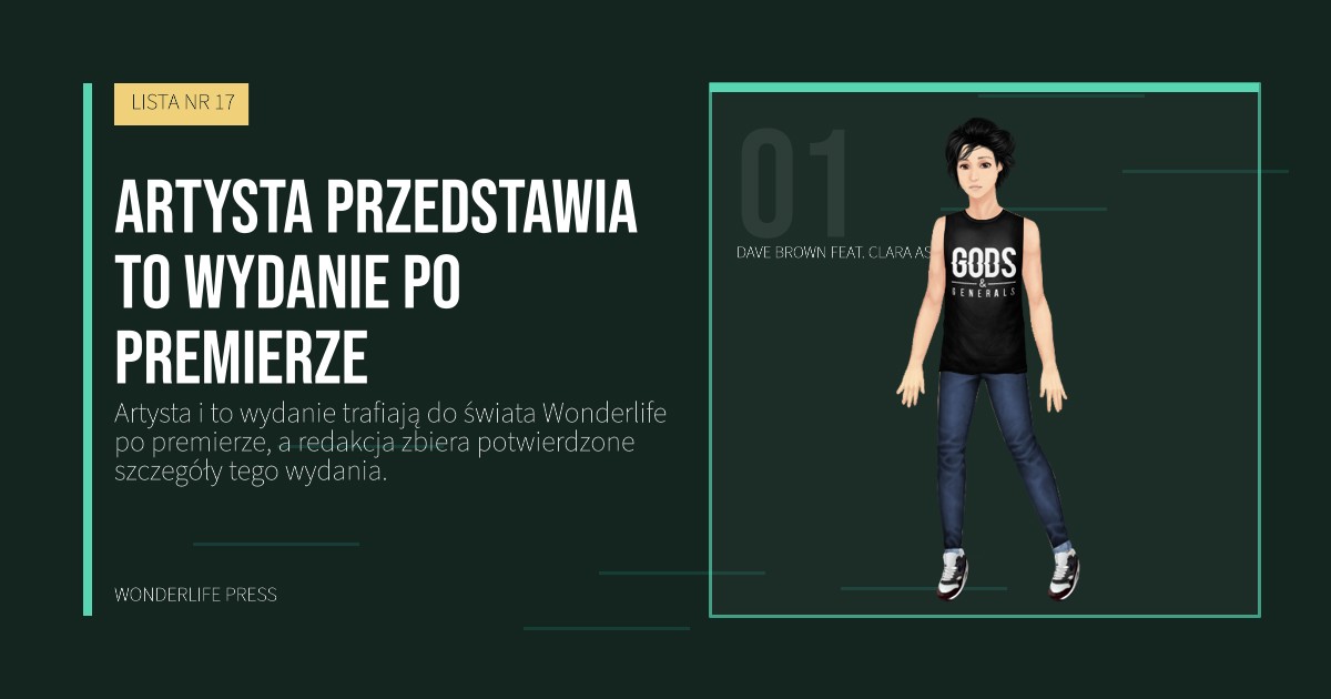 Wonderlife Press: Artysta przedstawia to wydanie po premierze. portret artystów. LISTA NR 17.