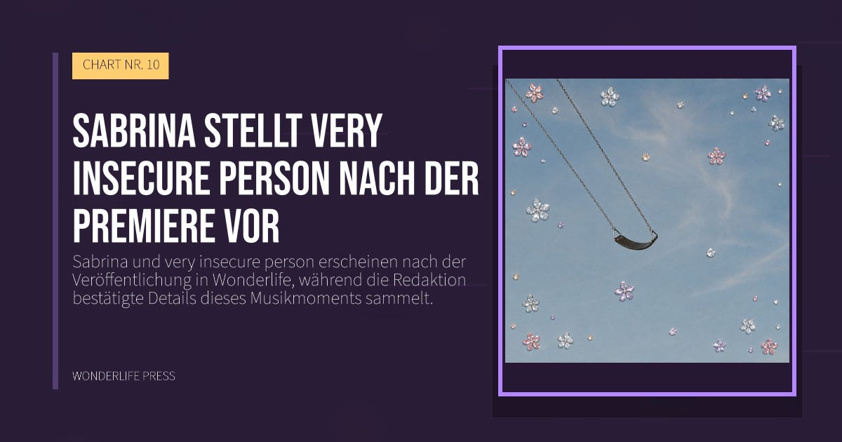 Wonderlife Press: Sabrina stellt very insecure person nach der Premiere vor. Veröffentlichungscover. CHART NR. 10.
