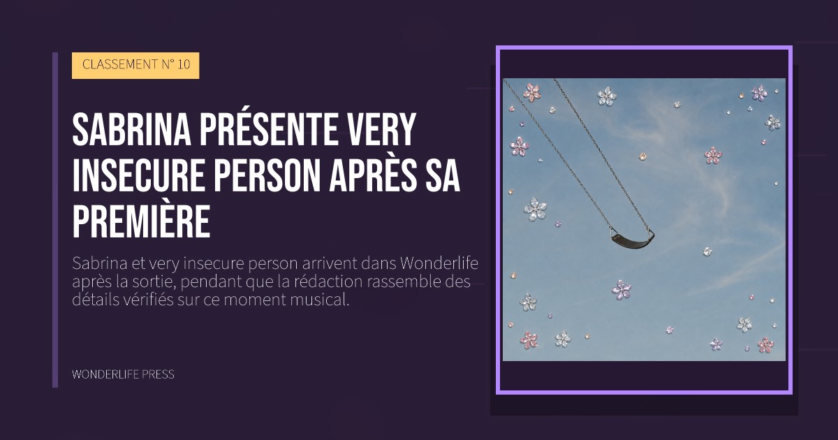 Wonderlife Press: Sabrina présente very insecure person après sa première. pochette de la sortie. CLASSEMENT N° 10.