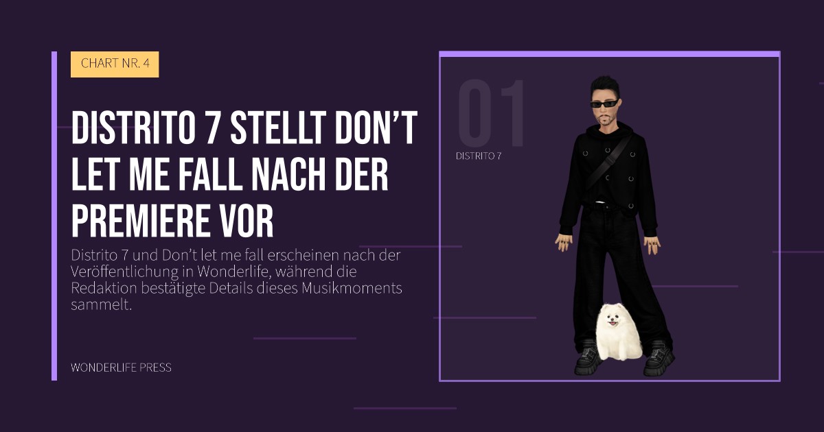 Wonderlife Press: Distrito 7 stellt Don’t let me fall nach der Premiere vor. Künstlerporträt. CHART NR. 4.