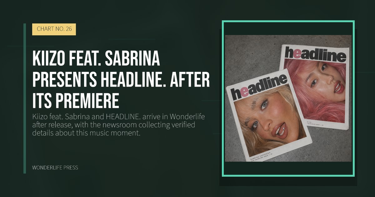 Wonderlife Press: Kiizo feat. Sabrina presents HEADLINE. after its premiere. release artwork. CHART NO. 26.