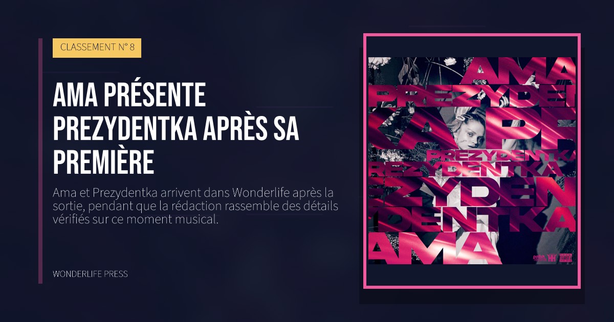 Wonderlife Press: Ama présente Prezydentka après sa première. pochette de la sortie. CLASSEMENT N° 8.