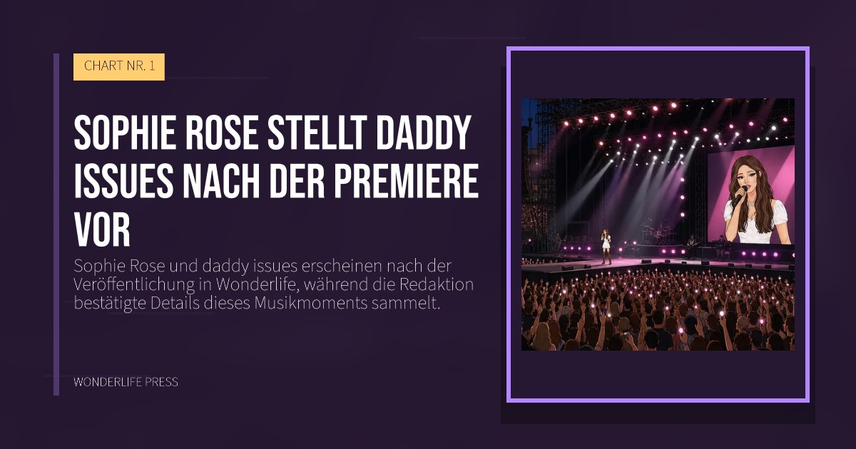 Wonderlife Press: Sophie Rose stellt daddy issues nach der Premiere vor. Veröffentlichungscover. CHART NR. 1.