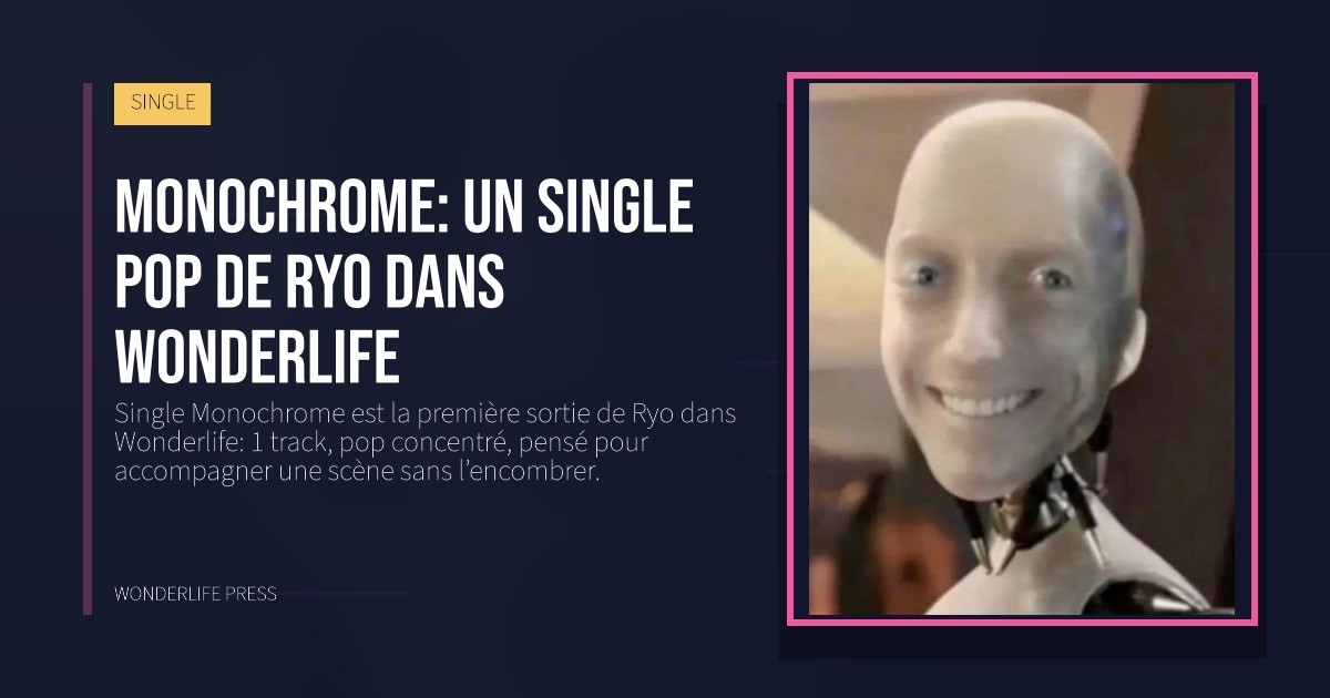 Wonderlife Press: Monochrome: un single pop de Ryo dans Wonderlife. pochette de la sortie. SINGLE.