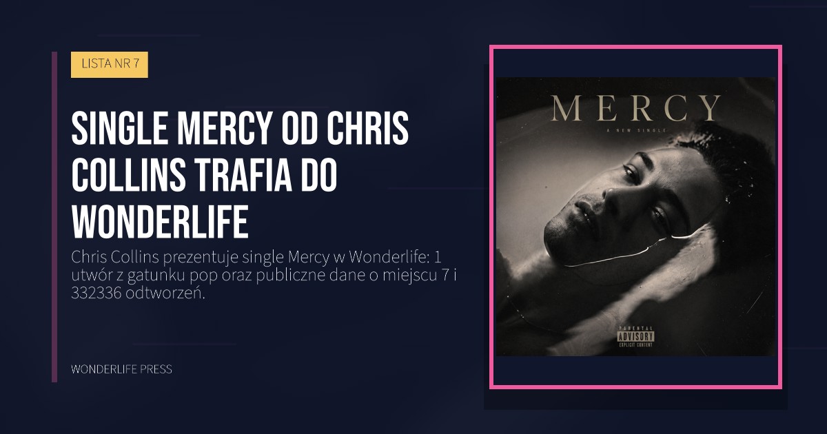 Wonderlife Press: Single Mercy od Chris Collins trafia do Wonderlife. okładka wydawnictwa. LISTA NR 7.