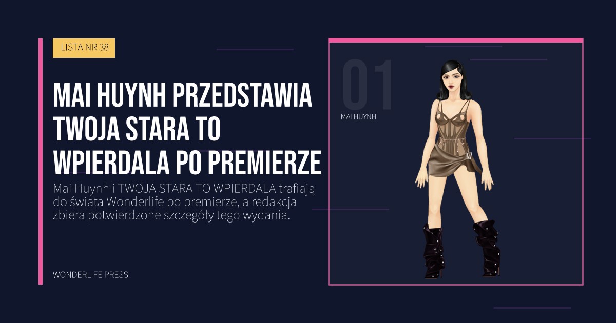 Wonderlife Press: Mai Huynh przedstawia TWOJA STARA TO WPIERDALA po premierze. portret artystów. LISTA NR 38.