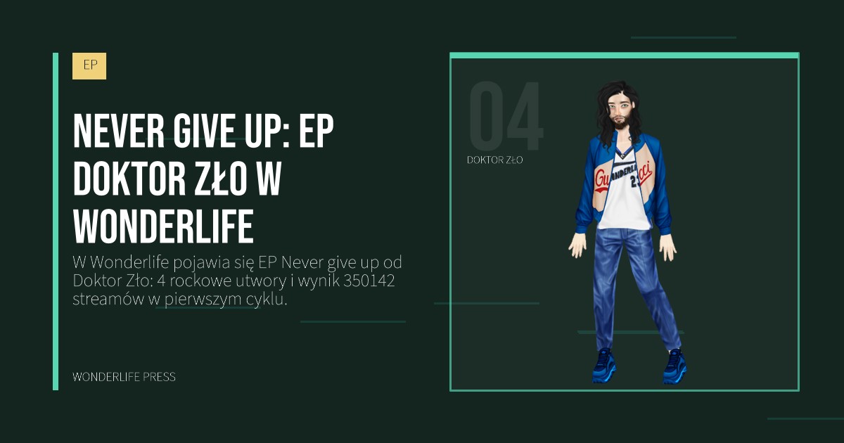 Wonderlife Press: Never give up: ep Doktor Zło w Wonderlife. portret artystów. EP.