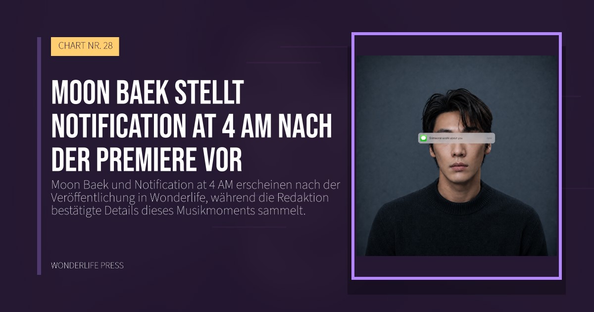 Wonderlife Press: Moon Baek stellt Notification at 4 AM nach der Premiere vor. Veröffentlichungscover. CHART NR. 28.