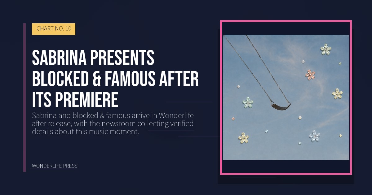 Wonderlife Press: Sabrina presents blocked & famous after its premiere. release artwork. CHART NO. 10.