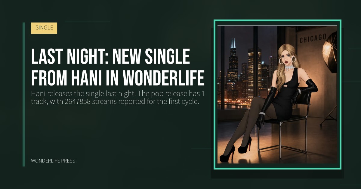 Wonderlife Press: Last night: new single from Hani in Wonderlife. release artwork. SINGLE.