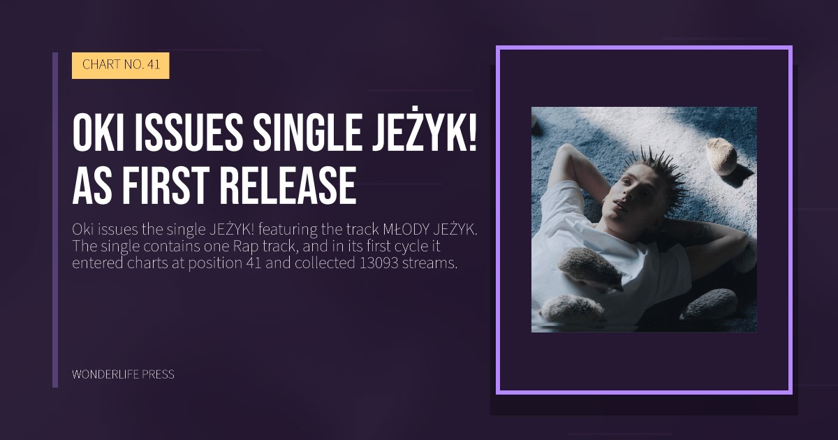 Wonderlife Press: Oki issues single JEŻYK! as first release. release artwork. CHART NO. 41.