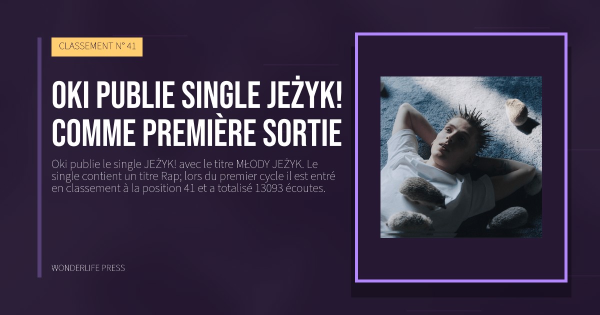 Wonderlife Press: Oki publie single JEŻYK! comme première sortie. pochette de la sortie. CLASSEMENT N° 41.