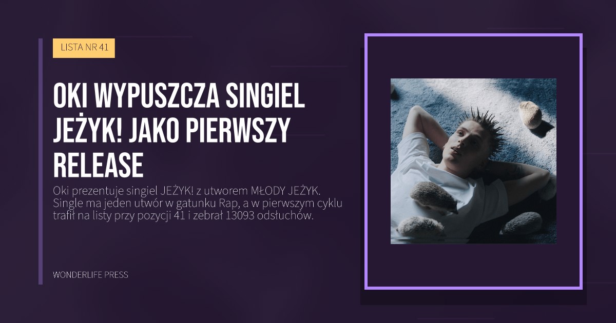 Wonderlife Press: Oki wypuszcza singiel JEŻYK! jako pierwszy release. okładka wydawnictwa. LISTA NR 41.