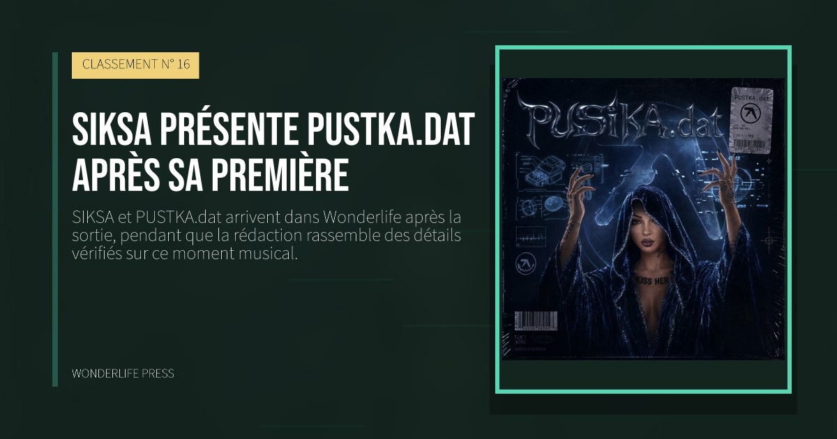 Wonderlife Press: SIKSA présente PUSTKA.dat après sa première. pochette de la sortie. CLASSEMENT N° 16.