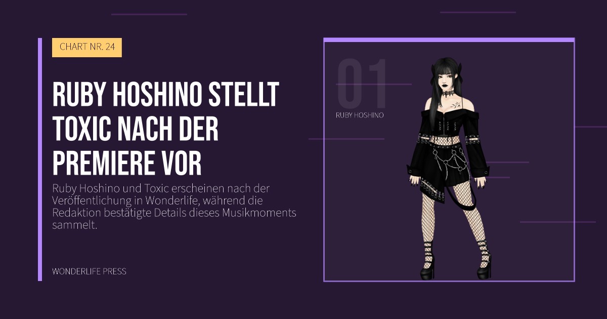Wonderlife Press: Ruby Hoshino stellt Toxic nach der Premiere vor. Künstlerporträt. CHART NR. 24.