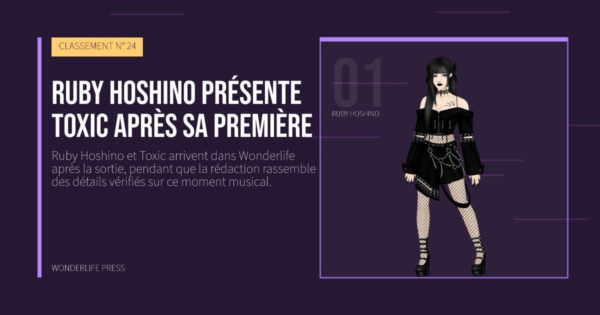 Wonderlife Press: Ruby Hoshino présente Toxic après sa première. portrait des artistes. CLASSEMENT N° 24.