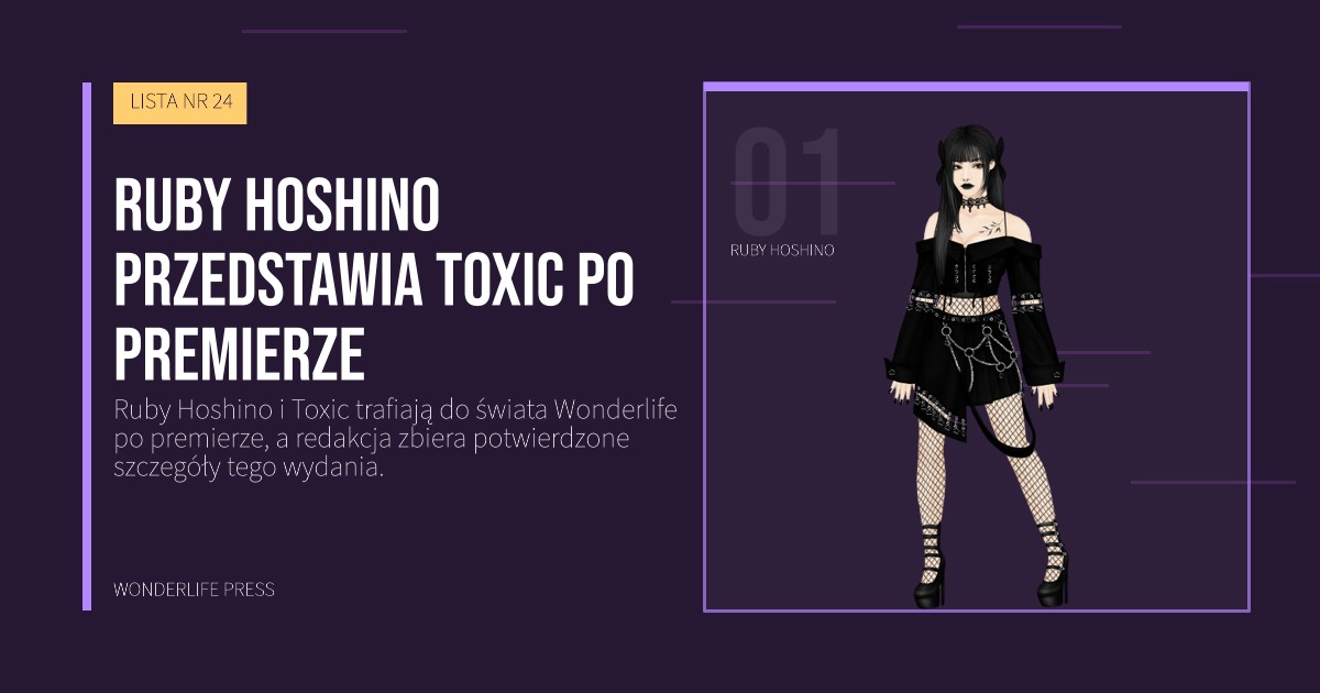 Wonderlife Press: Ruby Hoshino przedstawia Toxic po premierze. portret artystów. LISTA NR 24.