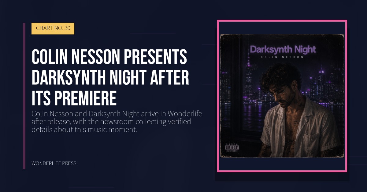 Wonderlife Press: Colin Nesson presents Darksynth Night after its premiere. release artwork. CHART NO. 30.